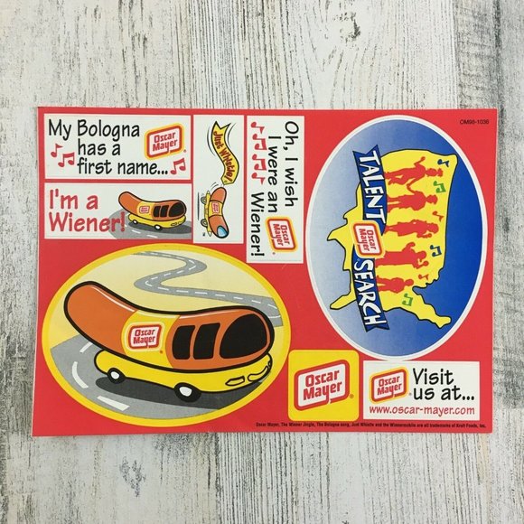 Oscar Mayer Talent Search Wienermobile Kids Vtg Sticker Sheet - Picture 1 of 6